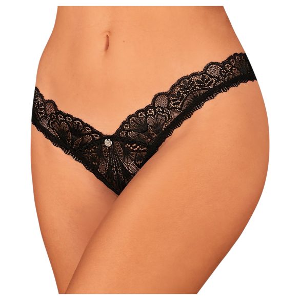 Obsessive Donna Dream - Opengewerkte kanten string (zwart) - M/L