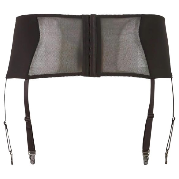 Cottelli Plus Size - kanten jarretel met vetersluiting (zwart) - 4XL