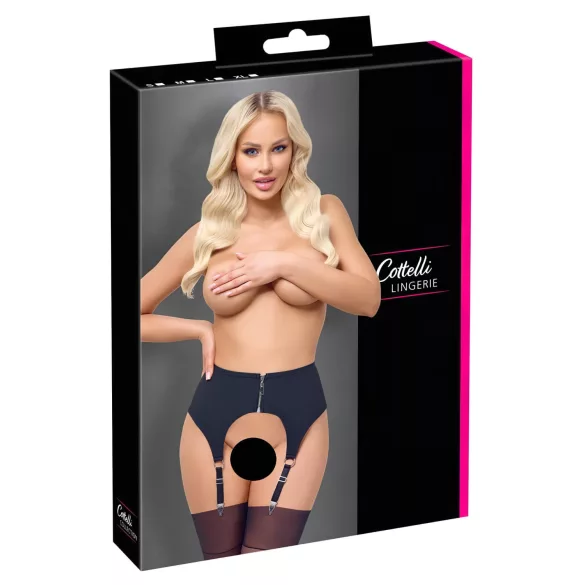 Cottelli - matte jarretelle gordel - zwart - L