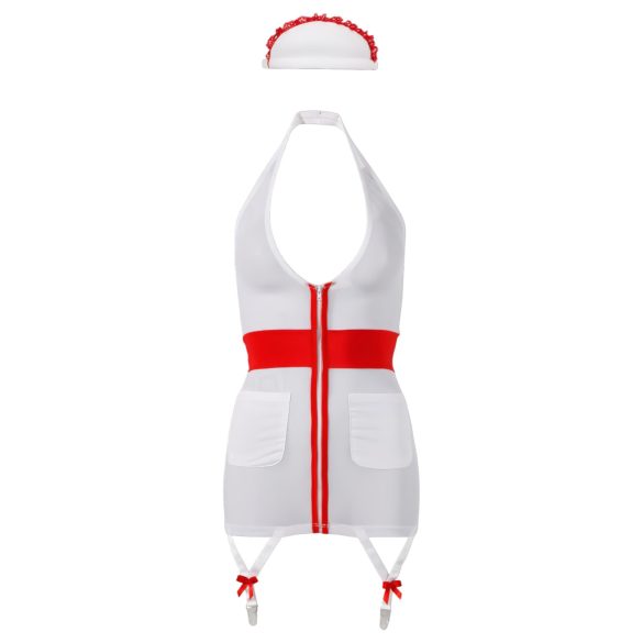 Cottelli - Verpleegster jurkje met jarretels - wit - verkleedkostuum