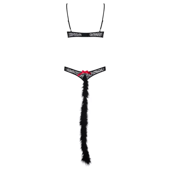 Obsessive - kattenkostuum set - zwart - lingerie outfit