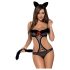 Obsessive Gepardina - Katachtig Zwart Kattenmeisje Kostuum Set - L/XL
