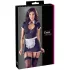 Cottelli - lingerie jurkje met jarretels - zwart/wit - kamermeisje - XL