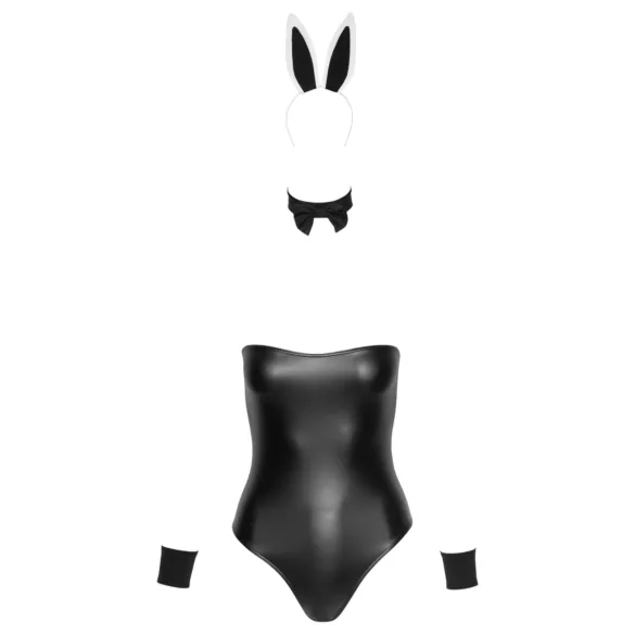 Cottelli - bunny kostuum - glanzend, sexy konijnenset - 5-delig - XL