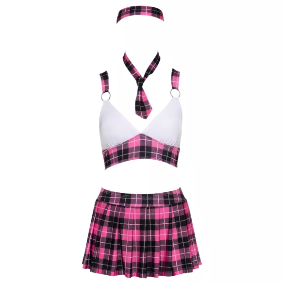 Cottelli - schoolmeisjes kostuum set - roze geruit - verkleedkleding - M