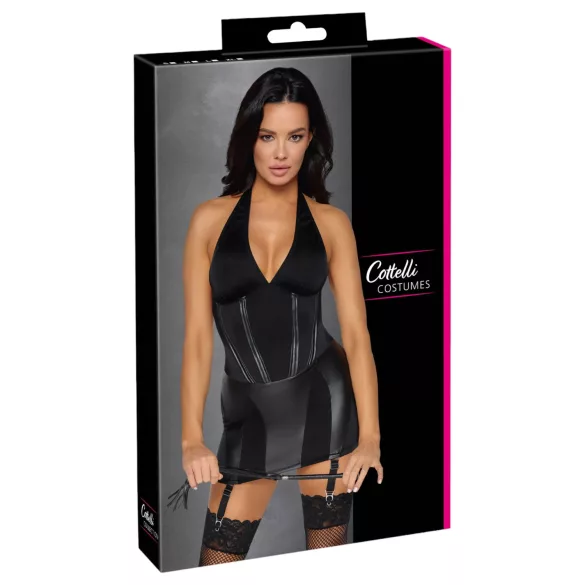Cottelli - domina-jurk met zweep (zwart) - M
