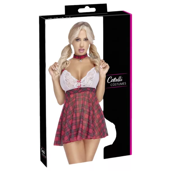 Cottelli - schoolmeisje kostuum - rood wit - verkleedkleding - XL