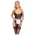 Cottelli - doorzichtige kamermeisje outfit - zwart/roze