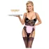 Cottelli - doorzichtige kamermeisje outfit - zwart/roze