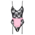 Cottelli - doorzichtige kamermeisje outfit - zwart/roze
