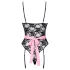 Cottelli - doorzichtige kamermeisje outfit - zwart/roze