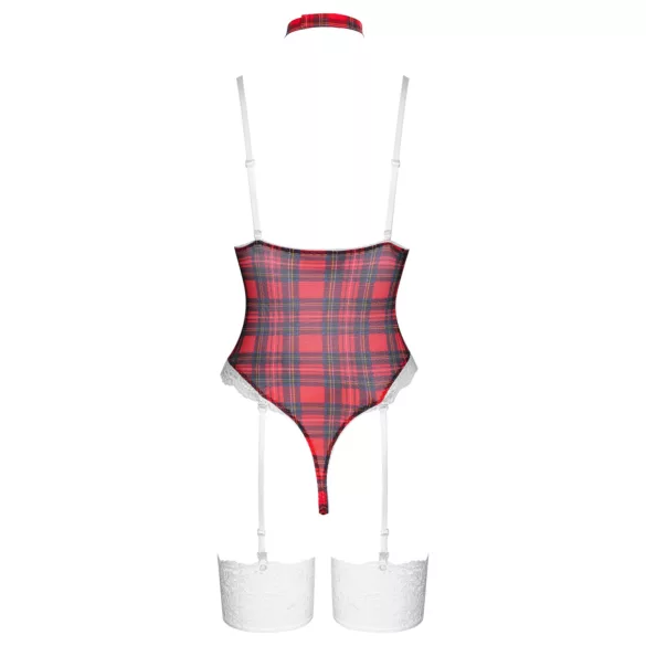Cottelli - lingerie body set - rood geruit - dames body - L