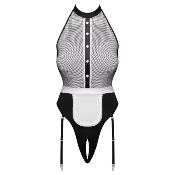 Cottelli - kamermeisje-body met schort (zwart) - S