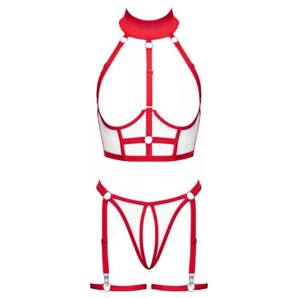 Cottelli - open verpleegsterskostuum set (wit-rood) - L