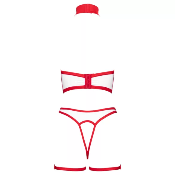 Cottelli - open verpleegsterskostuum set (wit-rood) - L