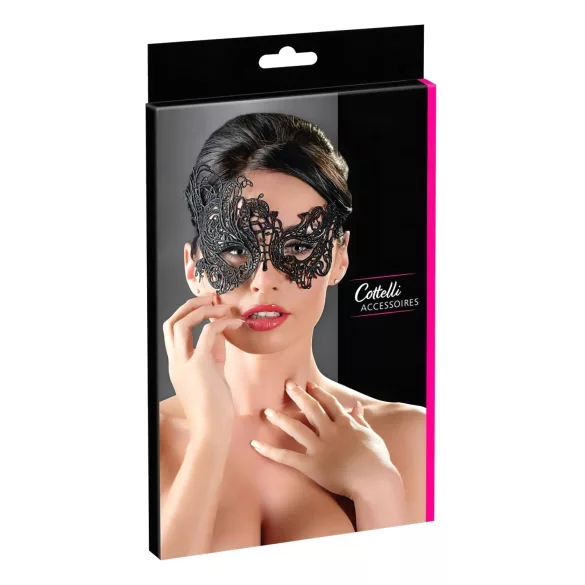 Cottelli - Masker - Geborduurd asymmetrisch - Zwart