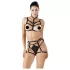 Cottelli - zwarte sierlijke bodyharnas lingerie‑trio (S‑L)