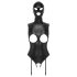 Bad Kitty - Open body en masker (zwart) - XXL