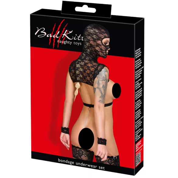 Bad Kitty - kanten BDSM-set (zwart) - L