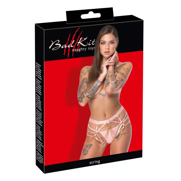 Bad Kitty - harnas met ketting en string (roze)