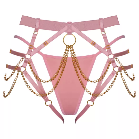 Bad Kitty - harnas met ketting en string (roze)