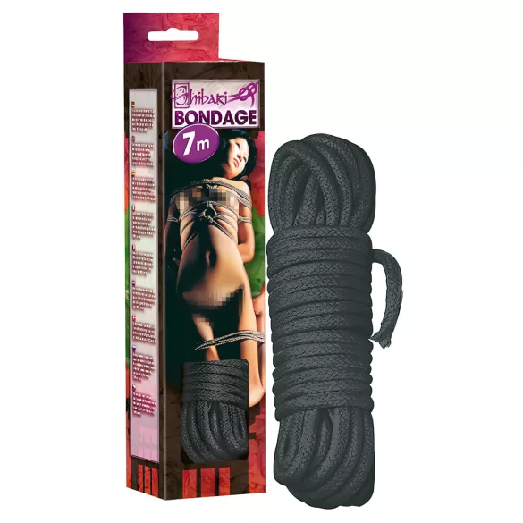 Shibari-touw - bondagetouw (7 m, zwart)