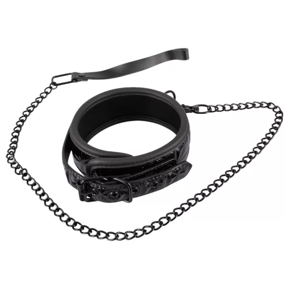 Bad Kitty - halsband met edelsteenmotief en lijn - zwart