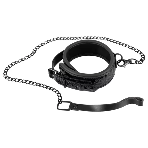 Bad Kitty - halsband met edelsteenmotief en lijn - zwart