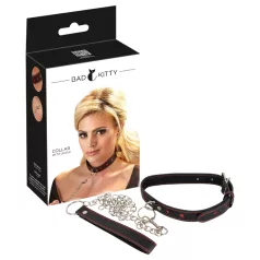 Bad Kitty - halsband met hartje en metalen ketting - zwart