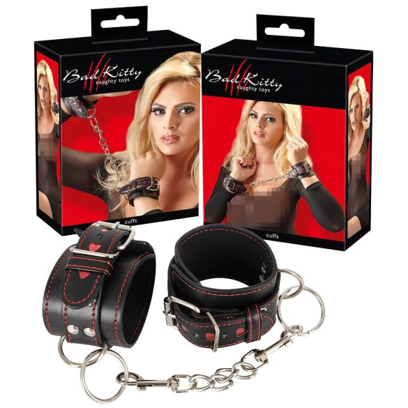 Bad Kitty - hartvormige handboeien (zwart)