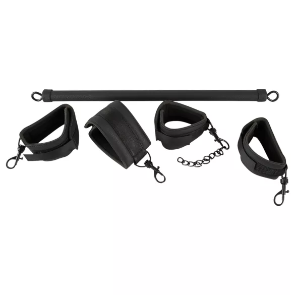 Fetish - bondage set - kunstleren boeienstang 6-delig - zwart