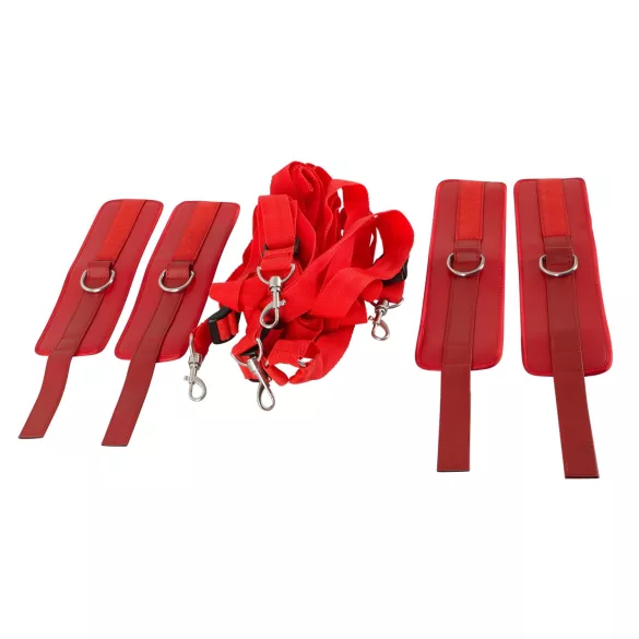 Bad Kitty - bed boeien set - klittenband - kunstleer - rood