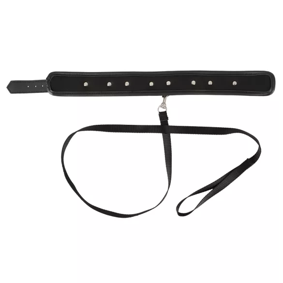 Vegan Fetish - halsband met studs en riem - zwart