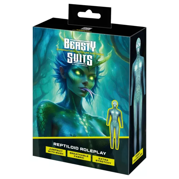 Beasty Suits Reptiloid Roleplay - reptielen-rollenspelkostuum met masker (groen) - L/XL