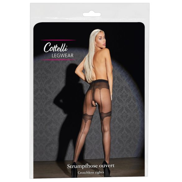 Cottelli - open panty kousen - exclusief patroon - zwart