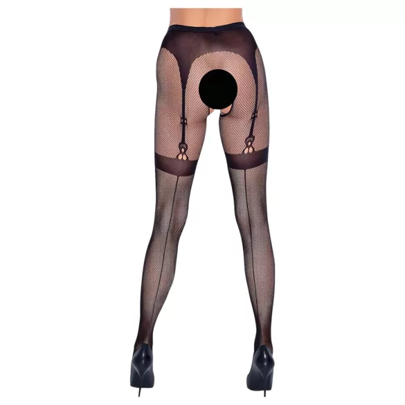 Cottelli Legwear - zwarte hold-ups met open kruis (S-L)