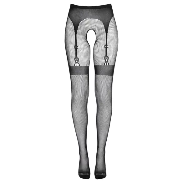 Cottelli Legwear - zwarte hold-ups met open kruis (S-L)