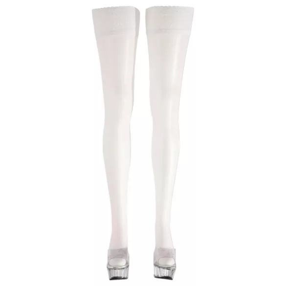 Cottelli - Satijnen hold-up kousen - wit - 5/XL