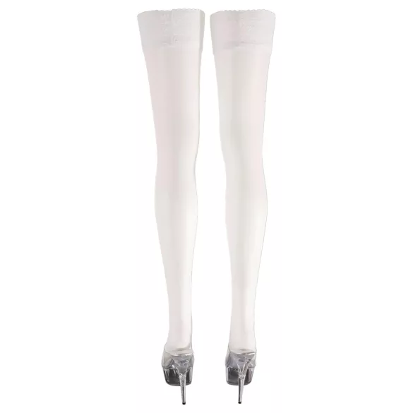Cottelli - Satijnen hold-up kousen - wit - 5/XL
