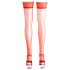 Cottelli - Satijnen hold-up kousen (rood) - 5/XL