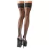 Cottelli - hold-up kousen - bloemenprint, gestreept - zwart