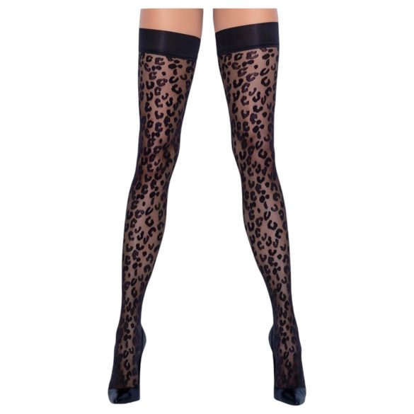 Cottelli Legwear - hold-up kousen - panterprint - zwart - 5