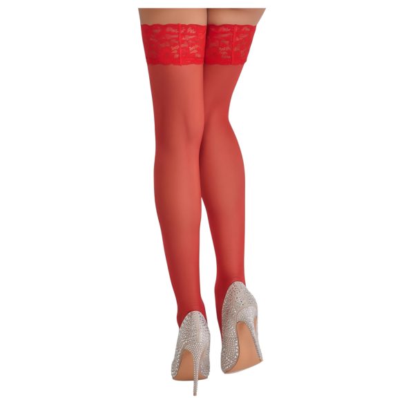 Cottelli - kanten hold-ups - bloemenmotief - rood - 4/L
