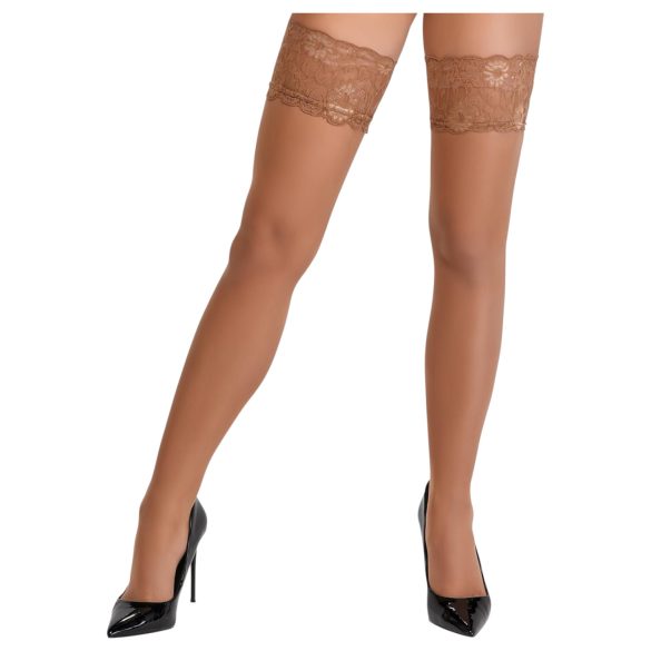 Cottelli - kanten bloemenhold-up kousen (nude) - 4/L