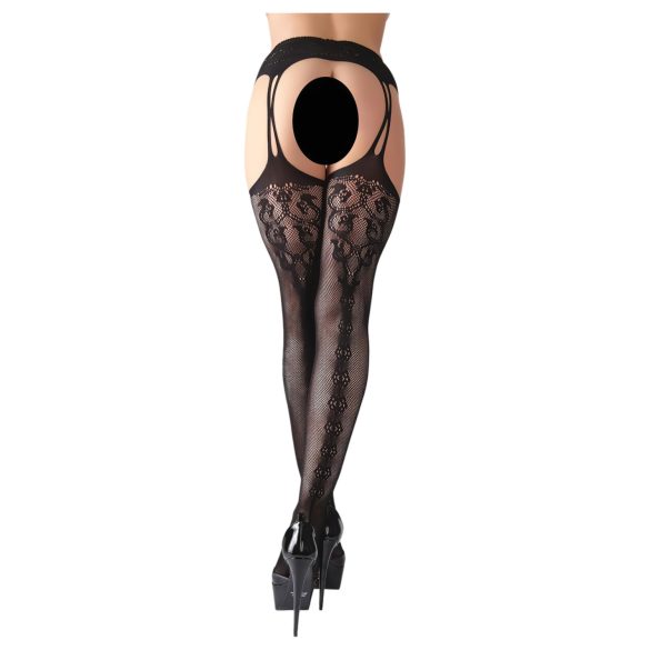 Cottelli - netpanty met patroon - zwart - L/XL
