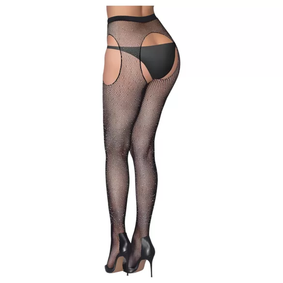 Cottelli Legwear - open jarretkous - glanzend - zwart (S-L)