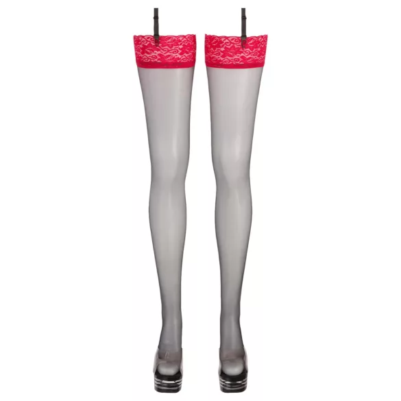 Cottelli - zwarte kousen met rode kant - 7