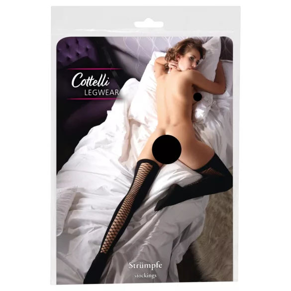 Cottelli - jarretelloze netkousen tot boven de dij (zwart) - S/M - L/XL