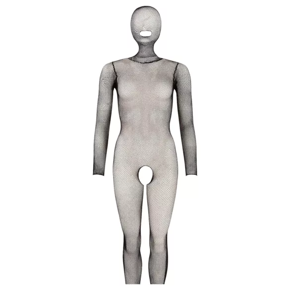 Mandy Mystery - zwart net catsuit met masker, volledige lichaamsbedekking (S-L)