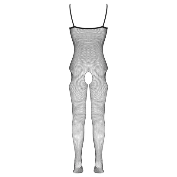 Cottelli Fantasy - zwarte netstof catsuit met open kruis en heupuitsnijdingen (S-L)